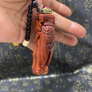 Chinese exquisite hand-made collection hand-painted yellow rosewood snuff bottle