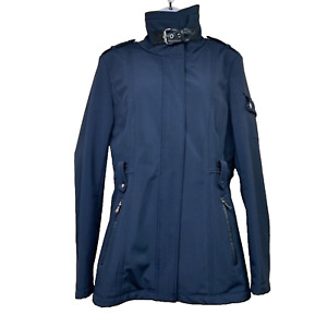 Michael Kors Navy Military Trench Coat Zip Jacket Fleece Lined No Belt Small