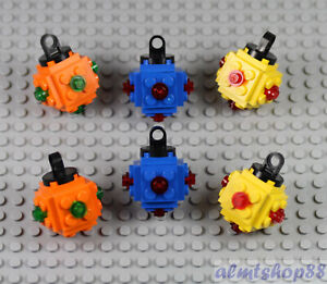 LEGO - Set of 6 Christmas Tree Baubles Ornament - Decoration Blue Orange Yellow