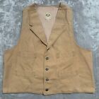 Vintage Wah Maker Vest Mens XL Brown Cotton Canvas Pockets Cowboy Western USA