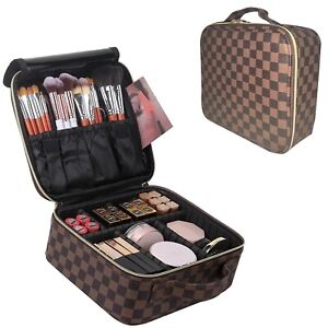 Makeup Bag Checkered Cosmetic Bag Large Travel Toiletry Organizer for Women Girl