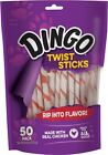 Dingo Twist Sticks 50 Count, Rawhide For Dogs, Made With Real Chicken
