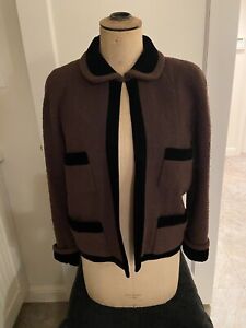 EXCELLENT VINTAGE Chanel Brown Boucle Jacket FR44 46 US 10 12 FREE SHIPPING
