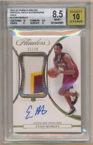 EVAN MOBLEY 2021/22 PANINI FLAWLESS RC GOLD AUTO 3 COLOR PATCH #01/10 BGS 8.5 10