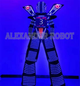 LED Color Change Robot Costume Stilt Clothing Costume Dance Party Remote Control