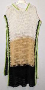 Women Handmade Long, Crochet Hooded Poncho; Beige, Green, White, Black; One Size