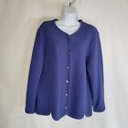 Vintage THE TOG SHOP Blue 100%  Wool Cardigan Sweater Womens PL Petite Large
