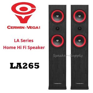 New ListingPair Cerwin Vega LA265 3-Way Tower Speakers Black LA Series