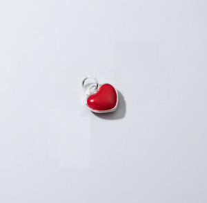 Real 925 Sterling Silver Enamel Floating Double Sides Heart Charm 1Pc Jewelry