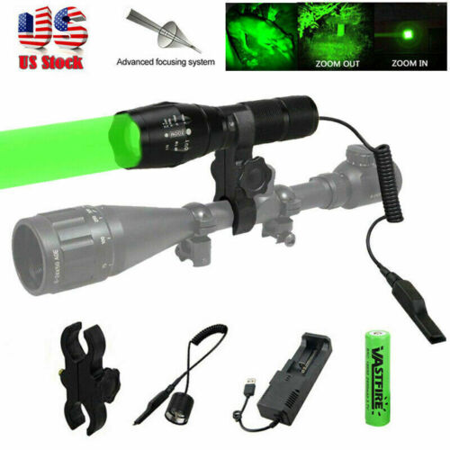 Zoom Red Green LED Flashlight Long Range Spotlight for Bow Hog Coyote Varmint US