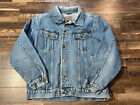 Vintage Lee Trucker Denim Button Jean Jacket Sz Large Blue Outerwear Rockabilly