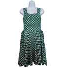 Effie's heart green polka dot cotton Small sleeveless belted dress pockets