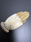 Vintage 1940s Volupte White Enamel Lace Glove Hand Compact - No Mirror And Puff