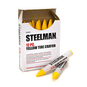 Steelman Yellow Tire Glass Automotive Marking Crayons, Box of 12 00062