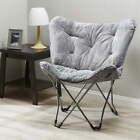 Gray Faux Fur Butterfly Chair for Adults