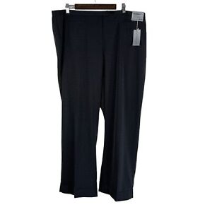Avenue Trouser Pants Women's Size 20 Stretch Polka Dots Cuff Straight Leg Black