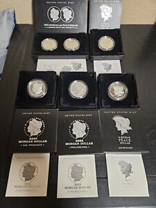 2023 Morgan and Peace Dollar 6 Coin Set Complete - Reverse Proof, Proof & Unc.