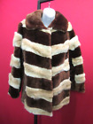 THE BON MARCHE Fur Salon Vintage 60 s Brown Beige Striped Chunky Fur Coat Large