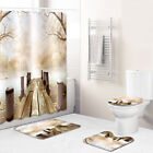 New Scenic 3D Waterproof Shower Curtain Bath Mat Set with Toilet Cover .-