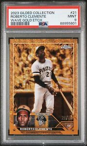 2023 Topps Gilded Collection Roberto Clemente #21 Wave Gold Etch 20/75 PSA 9