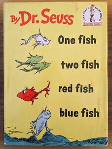 Dr. Seuss One Fish Two Fish Red Fish Blue Fish 1960 1st Edition Book Dustjacket