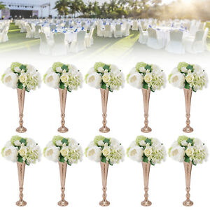 New Listing10Pcs Gold Flower Vases Wedding Table Centerpieces 20.5