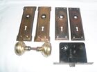Lot of Vintage Door Hardware Back Plates, Door Knob Set, Peterboro Key Entry