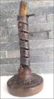 RARE EARLY 18TH C WROUGHT IRON AND WOOD SPIRAL CANDLESTICK GREAT FORM & SURFACE