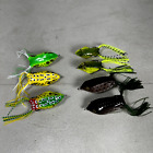 Bass Fishing Lures Lot of 7 Frog Baits Topwater Green, Brown and White