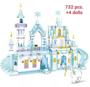 732pcs Princess Royal Crystal Ice Castle Palace Building Blocks Model Bricks Toy