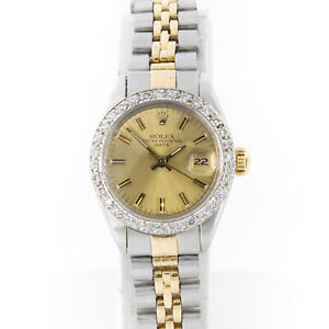 Rolex Two-Tone OP Date Ladies Watch Diamond Bezel 26mm Ref 6917 #W80912-1