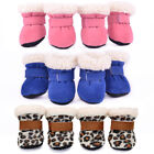 Winter Dog Snow Shoes Small Medium Dogs Non-slip Fleece Boots Pink Outdoor Socks