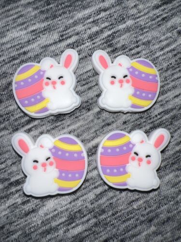 Easter Bunny With Egg ￼Silicone Beads For DIY  Focals , 4Pcs