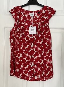 Cabi New NWT Rosy Top #4350 white with red rose pattern  Size X-Small XS