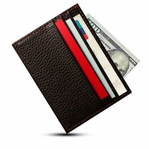 Mens Slim Leather Wallet Card Holder Front Pocket Wallets Credit ID Pocket Thin