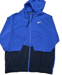 Reebok Men's Full Zip Lightweight Training Woven Jacket, XXL, Blue/Navy