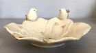 Flower Shaped Glazed Ceramic Beige/Off White Bird Bath Bowl Trinket/Soap Dish 7’