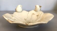 New ListingFlower Shaped Glazed Ceramic Beige/Off White Bird Bath Bowl Trinket/Soap Dish 7’