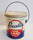 Vintage Beale's Pure LARD Courtland VA USA Advertising 4 lbs Tin Can Bucket