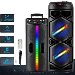 6000W Portable Bluetooth Speaker Dual Sub woofer Heavy Bass Sound System Party