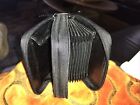 VINTAGE BLACK BUXTON WIZARD LEATHER COIN & CARD WALLET Holder Zippers