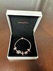 Genuine pandora charm bracelet with  silver and rose gold charms +box