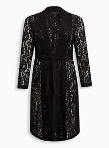 Torrid Lace Trench Coat Black Plus Size 00 M L 10 #H50791