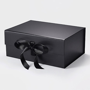 Elegant Black Magnetic Closure Gift Box with Bow- 9.25