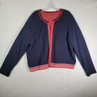 Cabi Red Striped Cardigan Reversible Blue Extra Large Open Front Sweater