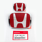 RACING SET Red H Emblem 2PCS Front & Rear For 06-15 HONDA CIVIC SEDAN EX LX SI (For: Honda)