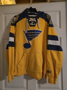 CCM St. Louis Blues Mens Jersey Hoodie NHL Size Medium Yellow Hockey Sweatshirt
