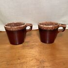 New ListingVintage Hull Pottery Brown Drip Glaze USA Coffee Cups Mugs Set Of 2