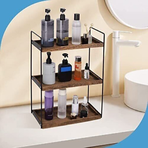 3 Tier Bathroom Counter Organizer Kitchen Countertop Storage Wood & Metal New