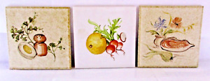 New Listing3 Ceramic Art Tile Vegetables Country Kitchen Trivet Wall Hanging